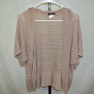 Intriguing Threads Acrylic Cardigan Beige 2X Short Sleeve